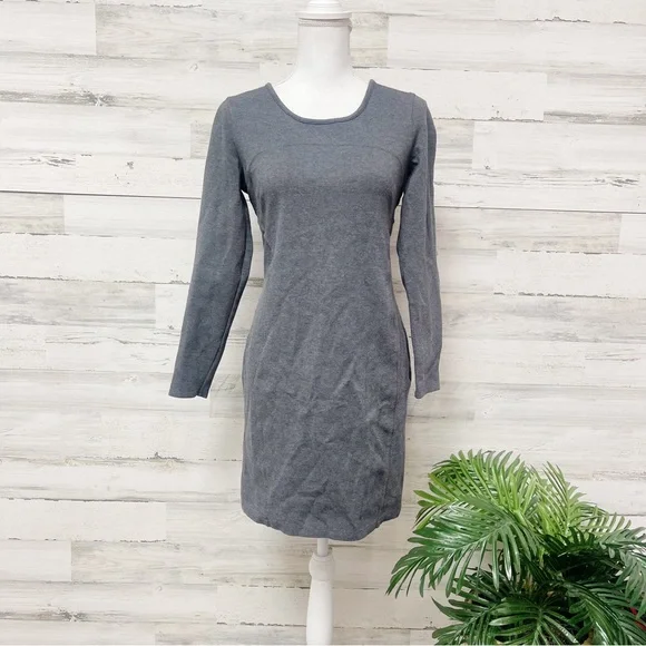 athleta grey dress Athleta Dress Women's Medium Gray Crisscross Front Long Sleeves EUC C1